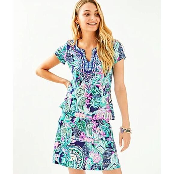 Lilly Pulitzer XXS Brenna Skirt High Tide Navy Lucky Bamboo 004289 - Picture 1 of 7